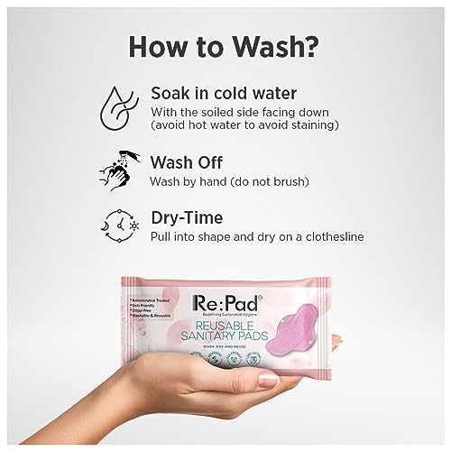 Image of Re:Pad Reusable Sanitary Pads For Women,Kit For 1+3 Pads|(1 Moderate Flow (Pink)+3 Heavy Flow (Blue)+1 Leak Proof Sanitary Pad Pouch)|Lasts Up To 1 .5 Years|Highly Absorbent&Skin Friendly For Women