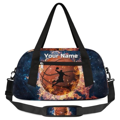 Personalized Cartoon Soccer Kids Duffle Bag Dance Gym Basketbal Print Sports Bag Suitcases for Boys Lightweight Overnight Weekender Travel Carry On Bag for Teen Boys Girls Sports Custom Kids Gifts
