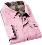 Cromoncent Mens Flannel Shirts Business Casual Long Sleeve Button Down Shirts, Flannel Pink,2X-Large