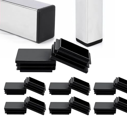 Zaky Tapones de láminas para tubos rectangulares de 100 x 40 mm, para cubrir tubos de acero inoxidable, perfil de aluminio, tapones cuadrados, 12 unidades