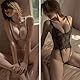 KONFEN Damen Sexy Dessous Set, Offenen Translucent Romantisch Erotik Set Negligees Spitze Träger Nachtwäsche, Babydoll Teddy Nachtwäsche Set Frauen, Schwarz, Eine Grösse