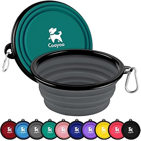 COOYOO Collapsible Dog Bowl,2 Pack Collapsible Dog Water Bowls for Cats Dogs,Portable Pet Feeding Watering Dish for Walking Parking Traveling with 2 Carabiners Cover