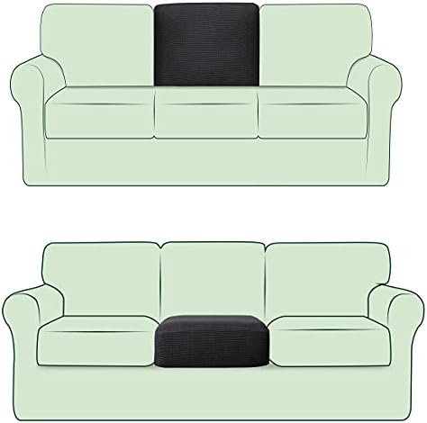 CHUN YI 1 Piece Stretch Couch T Cushion Cover Or Sofa Backrest Cushion Slipcover Suitable for Armchair Loveseat Sofa, Couch Back Cushion Cover Checks Spandex Jacquard Fabric (Rectangle, Gray)