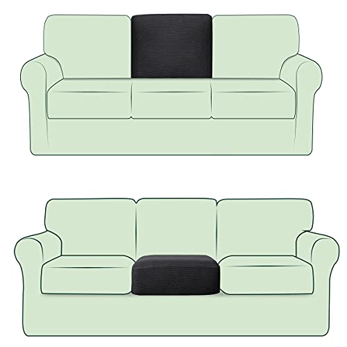 Chun Yi 1 Piece Stretch Couch T Cushion Cover Or Sofa Backrest Cushion Slipcover Suitable For Armchair Loveseat Sofa, Couch Back Cushion Cover Checks Spandex Jacquard Fabric (Rectangle, Gray) #TOP13