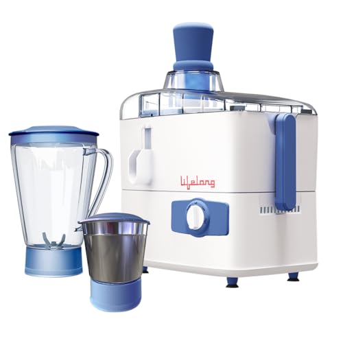 Image of Lifelong Juicer, Mixer & Grinder for Kitchen | 2 Jars 450 Watt Mixie with Liquidizing and Multipurpose Grinding Jar |Blender for Juices, Chutneys & Masalas with Stainless Steel Blades, 2-Speed Control