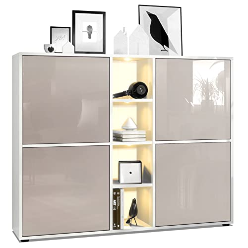 Dnag Dressoir, Buffetkast met 1 deur en 4 laden, Woonkamerdressoir