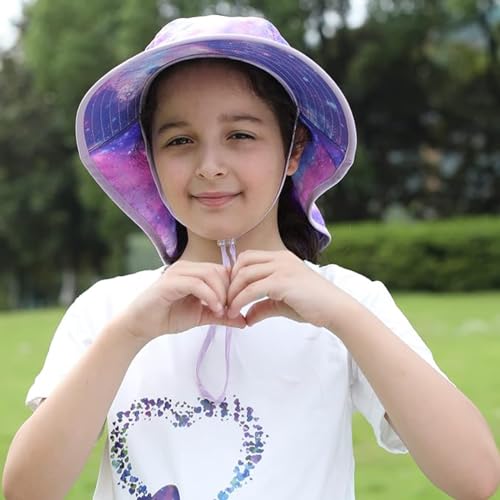 Image of icolor Kids Sun Hat UPF50+ Sun Protection Bucket Hat Toddler Summer Beach Play Hats with Neck Flap for Girl Boy Ages 3~10