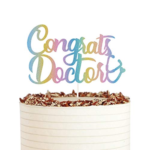 Colourful Glitter Congrats Doctor Cake Topper - Congrats Grad,Senior 2021 Cake Decor - Rn Bsn Grad, Medical Graduation Party Decorations #TOP2