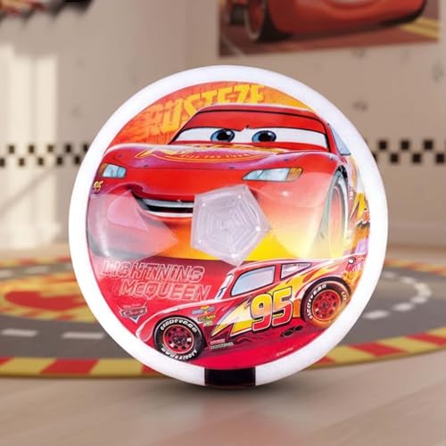 Image of Disney Cars Hover Football for Kids - Safe Indoor Air Power Soccer Ball with LED Lights & Soft Foam Bumpers, USB Rechargeable Floating Football, Ideal Gift for Boys & Girls (Ages 3+)