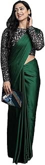 Mera Enterprise Women's Satin Silk Plain Saree