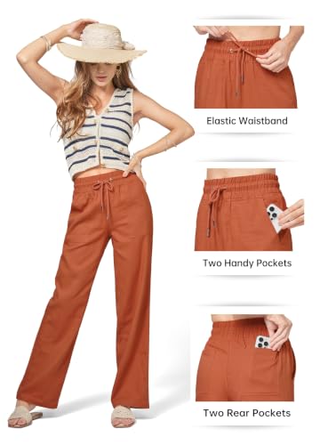 Image of Willit Women Linen Pants Wide Leg Palazzo Trousers 29 inch /31 inch / 33 inch