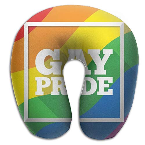 XCNGG Almohada en Forma de U de Espuma viscoelástica LGBT de Orgullo Gay de Color arcoíris, novedosa Almohada de Descanso de Viaje para el Dolor de Cuello, Transpirable, Suave, cómoda, Ajustable