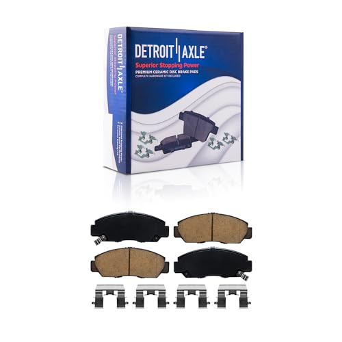 Image of Detroit Axle - Front Brake Kit for 03-07 Honda Accord 06-10 Civic 06-11 | CSX, 2006 2007 Drilled and Slotted Disc Brake Rotors Ceramic Brake Pads with Hardware Replacement 11.10 inch inch Rotors