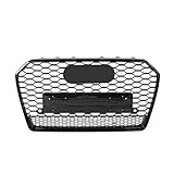 KYOMIE Kühlergrill for RS6 Style Front Sport Hex Mesh Honeycomb Hood Grill Schwarz Kompatibel mit Au-di A6/S6 C7 2016 2017 2018 Autozubehör Automobilteile (Color : Chrome Emblem)