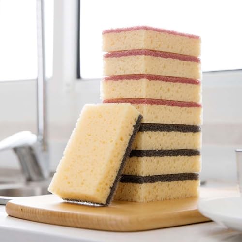 Image of Kitchen Cleaning Sponge Wipe 8Pcs Durable High Density Sponges for Effective Dish Washing Scrubbing Kitchenware Glass and Car Cleaning