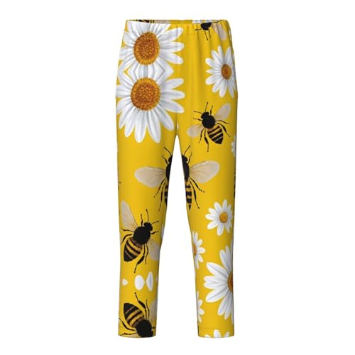 Pajama Pants Pajama Bottoms with Elastic Waistband Sleepwear Lounge PantsAnimal Bee Daisy Flowers