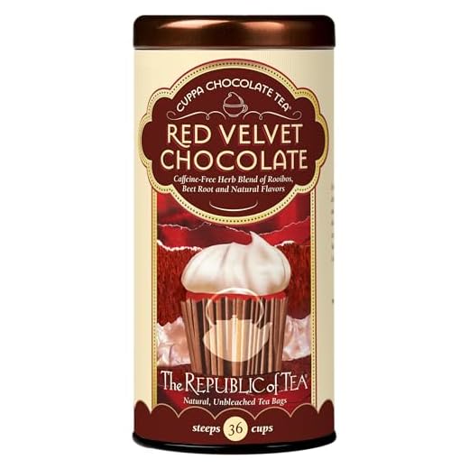 The Republic of Tea - Red Velvet Cuppa Chocolate Herbal Tea, 36 Tea Bags, Rooibos | Naturally Caffeine Free