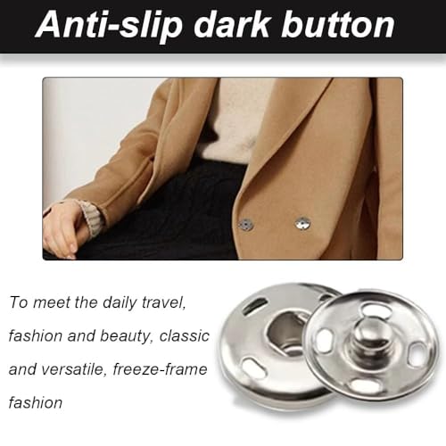 Miniatura 6 de Corchetes De Presión De Metal, 12 Pares Plateados Broches De Presión Para Coser, Botones Metálicos A Presión, Broches De Presión Sujetadores Cierre Invisible, Para Ropa Vaquera Pantalones Snaps