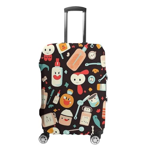 Luggage Cover Washable Suitcase Cover Stretch Suitcase Protector Cover M Cartoon Medicine Pattern Anti-scratch Luggage Protector Cover Travel Suitcase Covers for Adult Travel