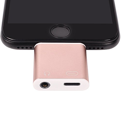 HIOTECH 2-in-1 Design 8-Pin Lightning Charger Port Adapter, 3.5mm Audio Headphone Jack, Charging and Listening Synchronization for iPhone 7/7 Plus/6/6s and Other