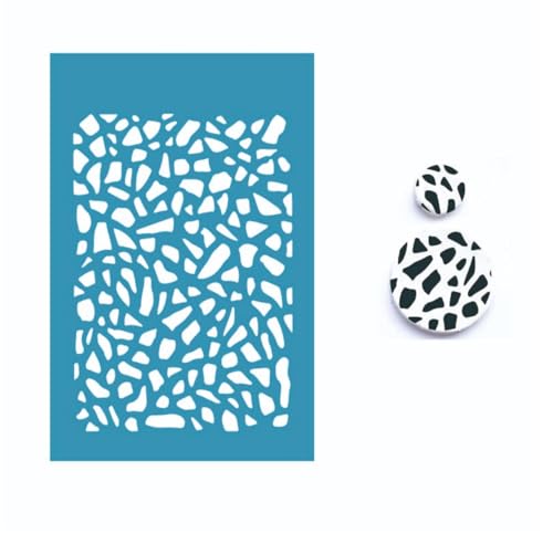 MANGOUSONG Screen Printing Kit,10.7x7cm Silk Screen Stencils for Polymer Clay Reusable Silkscreen Print Kit Mesh Stencils Transfer Crafts Printing Earring Jewelry Décor