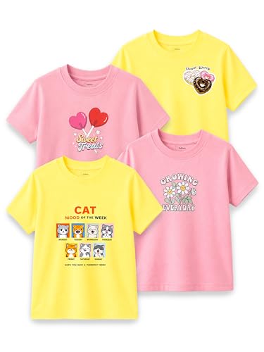 Image of Kidbea Bamboo Kids T-Shirt Ultra-Soft Premium Half Sleeve Graphic Tee for Girls, Casual Summer Wear for Toddlers & Kids