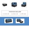 5 Piece Outdoor Patio Furniture Set,Black PE Rattan Wicker Sectional Sofa, All Weather Conversation Set with Washable Cushions & Glass Coffee Table for Backyard Poolside Garden Porch,Navy Blue #5