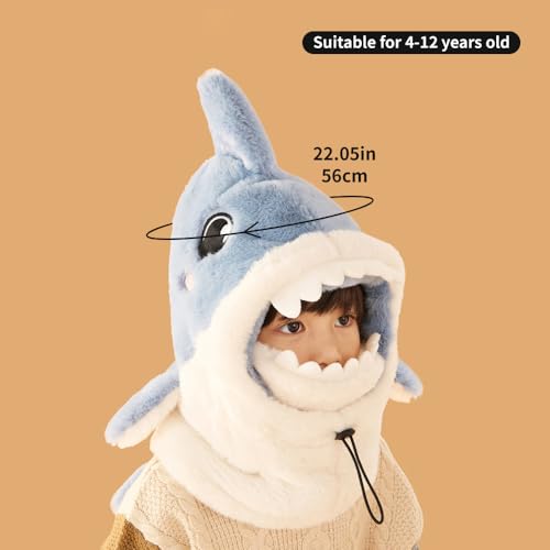 Kids Plush Winter One Piece Hat Scarf Face Mask for Girls Boys Costume, Head Cover Neck Warmer Ski Mask Balaclava2