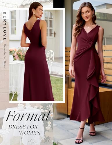 BeryLove Formal Wedding Guest Evening Midi Ruffle Dresses Cocktail Elegant Dress2