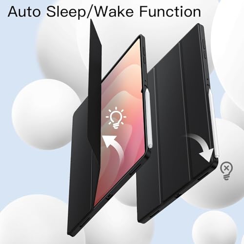 Image of TechTrendz Smart Trifold Flip Case for Samsung Galaxy Tab S11 Ultra 14.6 inch[SM-X930, SM-X936B] Support S Pen Magnetic Attachment Shockproof Stand Flip Cover Compatible for S11 Ultra (Black)