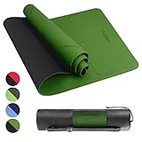 [page_title]-Homtiky Yogamatte Gymnastikmatte rutschfest Sportmatte mit Tragegurt(Grün)