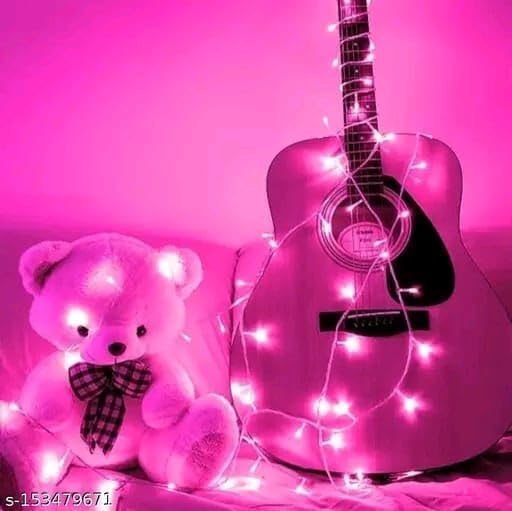 Image of LED String Lights 15 Meter Fairy Lights with Full View Light 42 LED Bulb Waterproof & Flexible Copper LED Serial String Lights (Pink, Pack of 3)