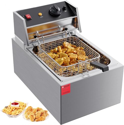 Freidora comercial, freidora eléctrica con cestas y tapas, freidora de encimera de acero inoxidable con sistema de control de temperatura constante para restaurantes y uso doméstico, color bronceado