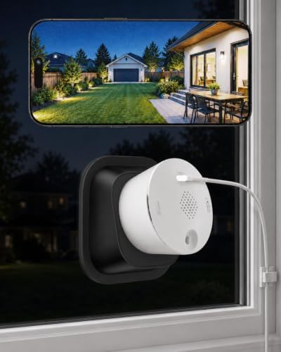 SYMYNELEC Window Cameras for Home Security: Indoor Camera for Outdoor Monitoring with 2K Full Color Upgraded Night Vision Motion Human Vehicle Detection Easy Installation with Tilt Mount