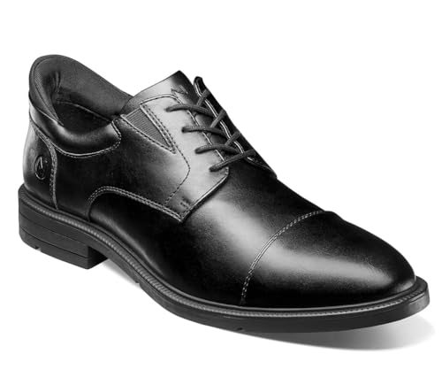 Nunn Bush Men's KORE EZ Hero Cap Toe Oxford Slip Resistant Easy-On and Easy-Off Lightweight Lace Up, Black, 11 Medium