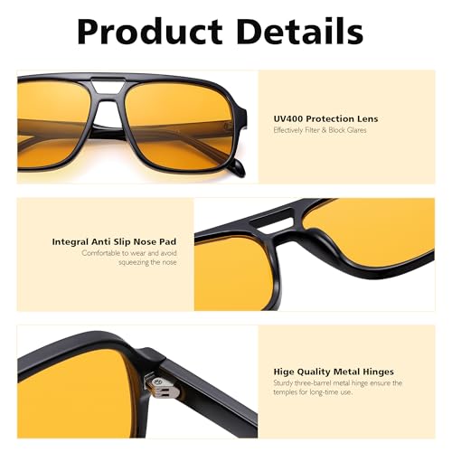 AZorb Vintage Square Sunglasses for Women Men,Trendy Aviator Sunglasses Women,UV400 Protection3