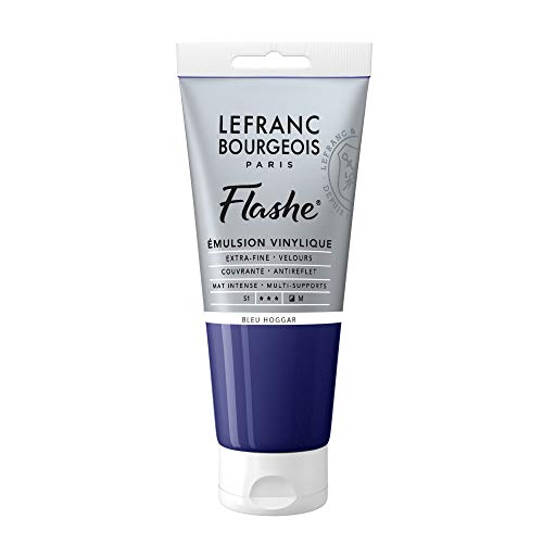Lefranc Bourgeois Flashe, Extra-Fine Acrylic Vinyl Emulsion, Artists Quality, Phthalocyanine Blue, 80ml Tube
