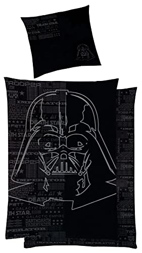 P.K. Textilien Star Wars Baumwoll - Satin Wende Bettw?sche 135x200cm 2 TLG. Darth Vader Silberdruck Cover