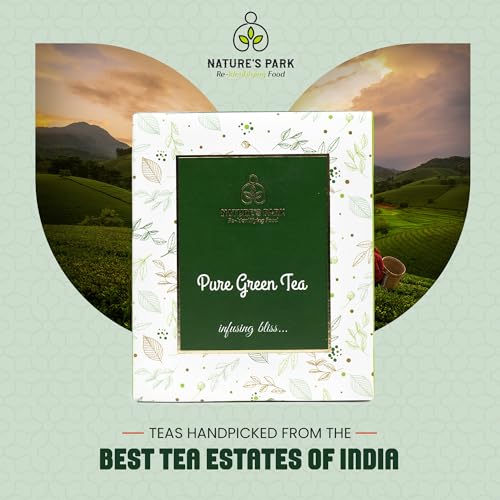 Image of Nature's Park Pure Green Tea - 20 Tea Bags - Rich in Antioxidants - Boosts Immunity, Detoxifying & Reduces Waist - Made with 100% Natural & Fresh Long Leaf - Herbal Tea - 150 gm