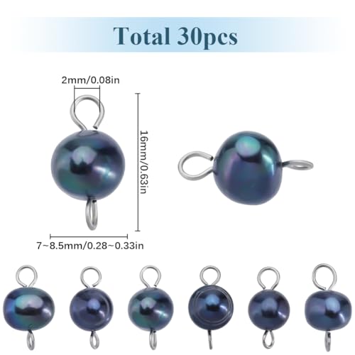 Connecteur de perles d'eau douce bleues pour création bijoux de luxe