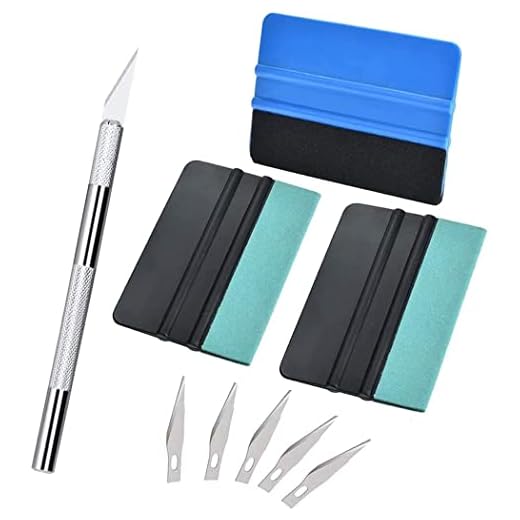 TBoonor Foliering verktyg skrapa set högkvalitativt folieverktygsset med precisionskniv och folietrakel mini soft wrapping tint squeegee, 30 graders hantverkskniv med säkerhetslock (9 st)