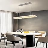 DESIGN: Suspension LED moderne avec abat-jour rectangulaire en cristal, 80 cm de long, dans une élégante finition chromée pour les intérieurs contemporains