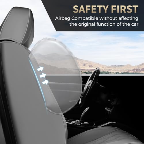 Image of FLORICH Front Seat Covers Leather Seat Covers for Car Automotive Seat Covers Waterproof Car Seat Cushion with Lumbar Support Car Seats Protectors Universal Fit for Most Cars Sedans Trucks SUV, Gray