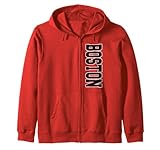 Boston Large Vertical Text Classic Zip Hoodie