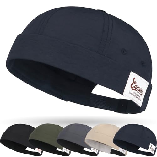 Unisexe Docker Cap Casquette sans Visiere Homme Femme Bonnet Docker Hat Unique Street Décontracté Brimless Chapeau Beanie Baseball Cap Fisherman Beanie Watch Hat
