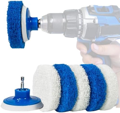RotoScrub Bathroom Cleaning Drill Accessory Kit 4"x4"x8.5" Blue & White