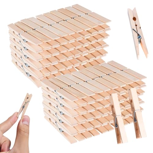 SenseYo 100 Pcs 1.9 Inch Wooden Clothespins Clips for Hanging Clothes, Craft, Home
