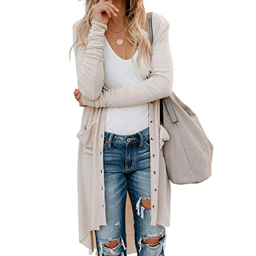 Cardigan à manches longues pour femme Style décontracté - Beige - X-Large Cover