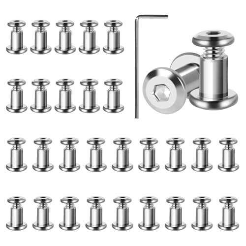 30 Pezzi Viti Di Collegamento M3, Vite per Mobili M3 x 5 mm con Chiave Esagonale, Viti a Brugola in Acciaio Inossidabile, Vite Collegamento Mobili per Armadi, Tavole di Legno