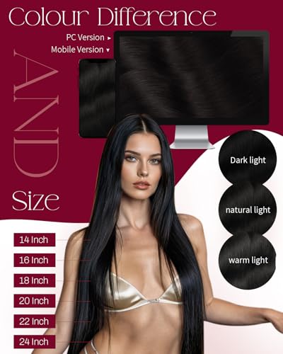 Image of Moresoo Human Hair Sew in Extensions, Natural Black, 18 Inch 100g | Crafted from Remy human hair for flexible blending, ideal for date looks, parties and soft layered everyday hairstyles